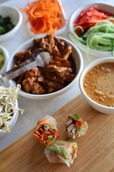 Satay Chicken Rice Paper Wraps