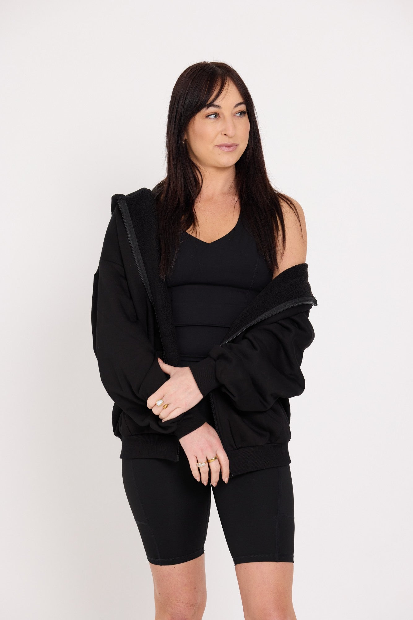 Oversized Full-Zip Hoodie - Black