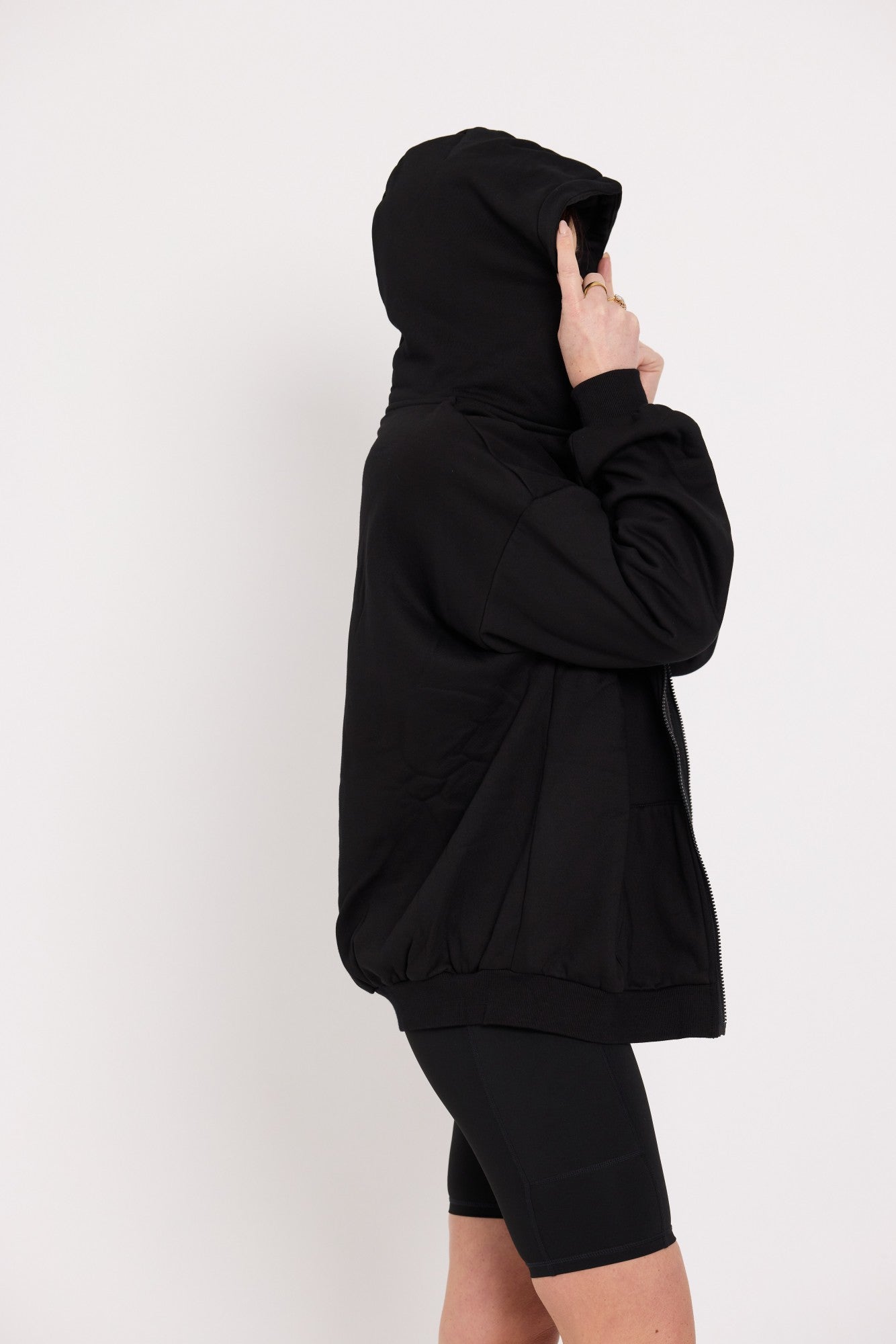 Oversized Full-Zip Hoodie - Black