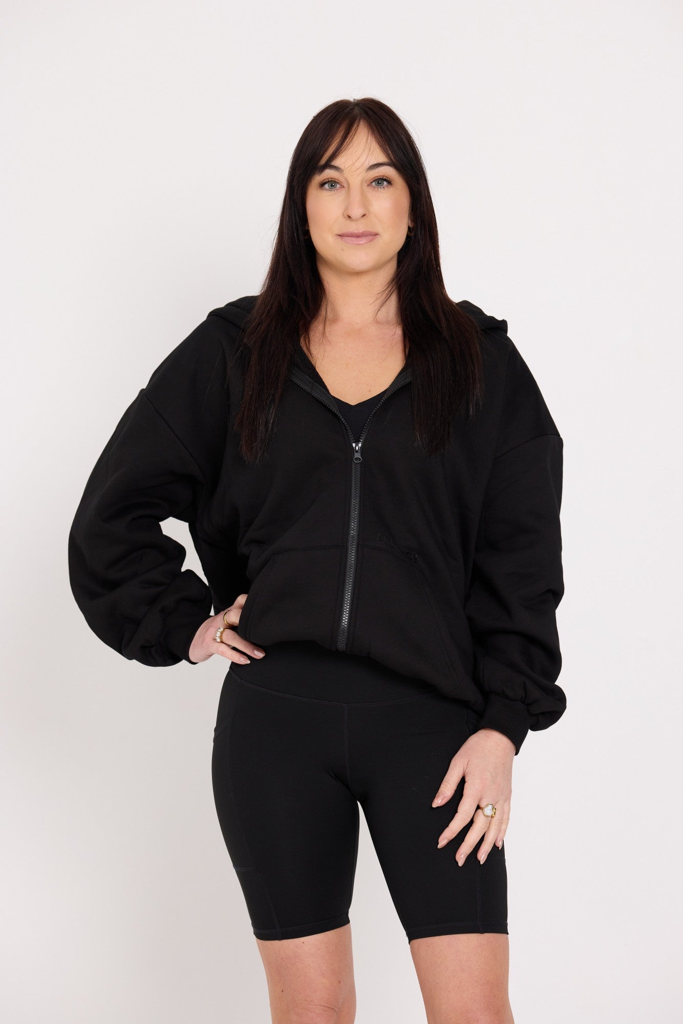 Oversized Full-Zip Hoodie - Black