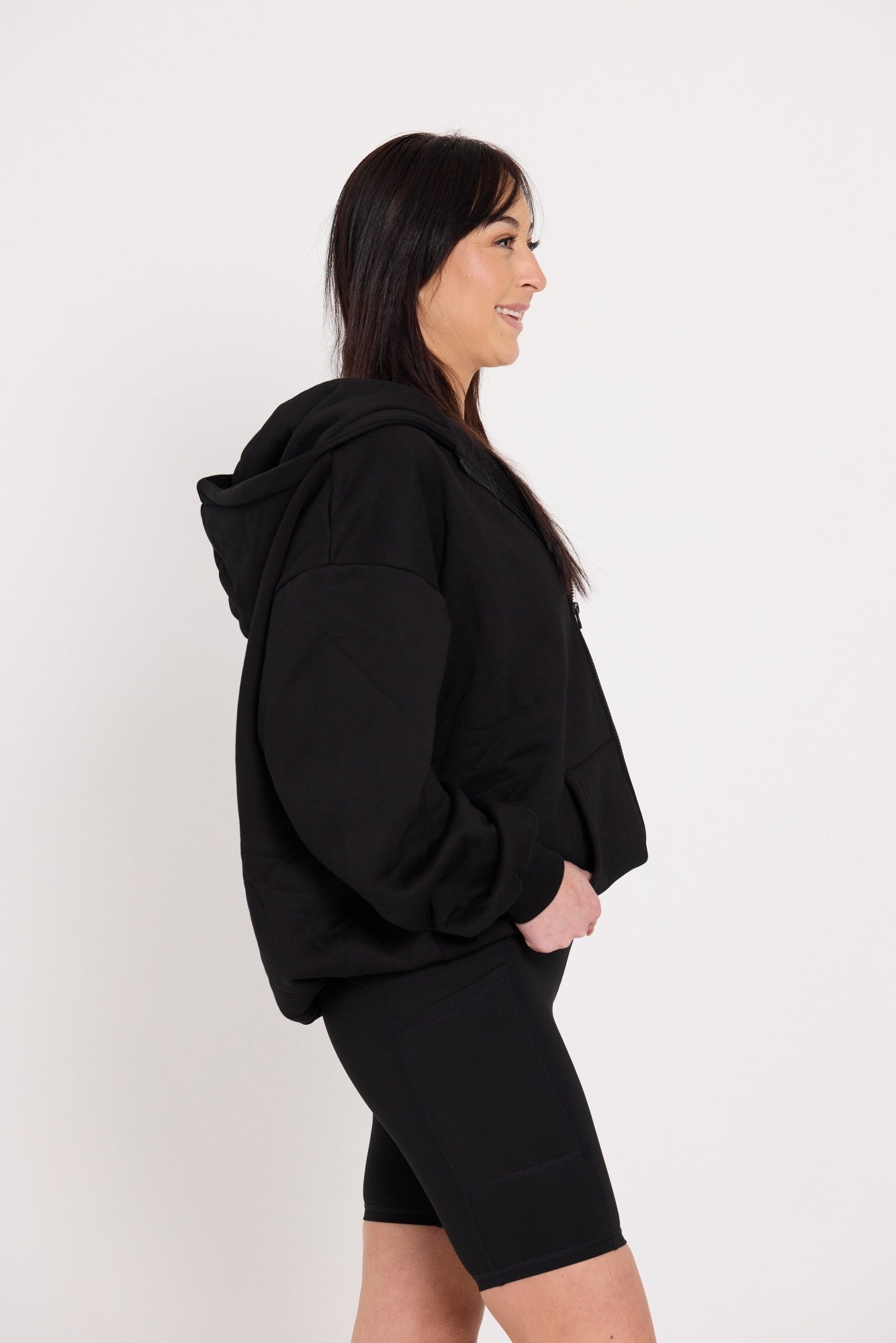 Oversized Full-Zip Hoodie - Black