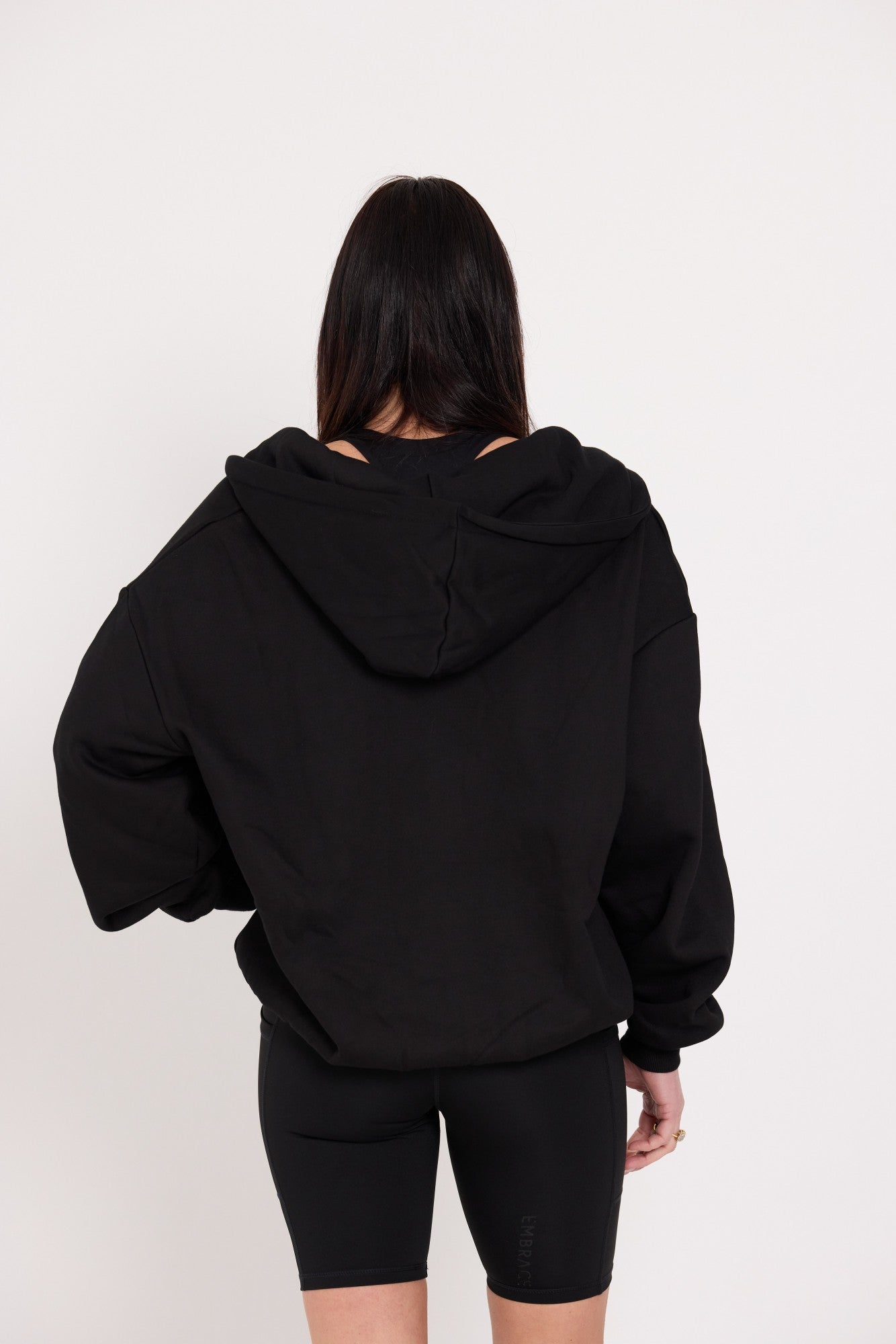 Oversized Full-Zip Hoodie - Black