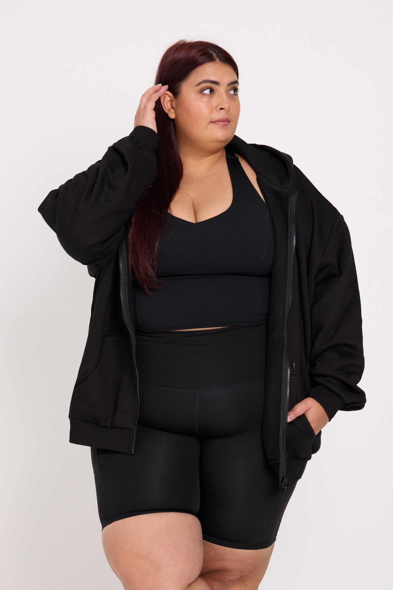 Oversized Full-Zip Hoodie - Black