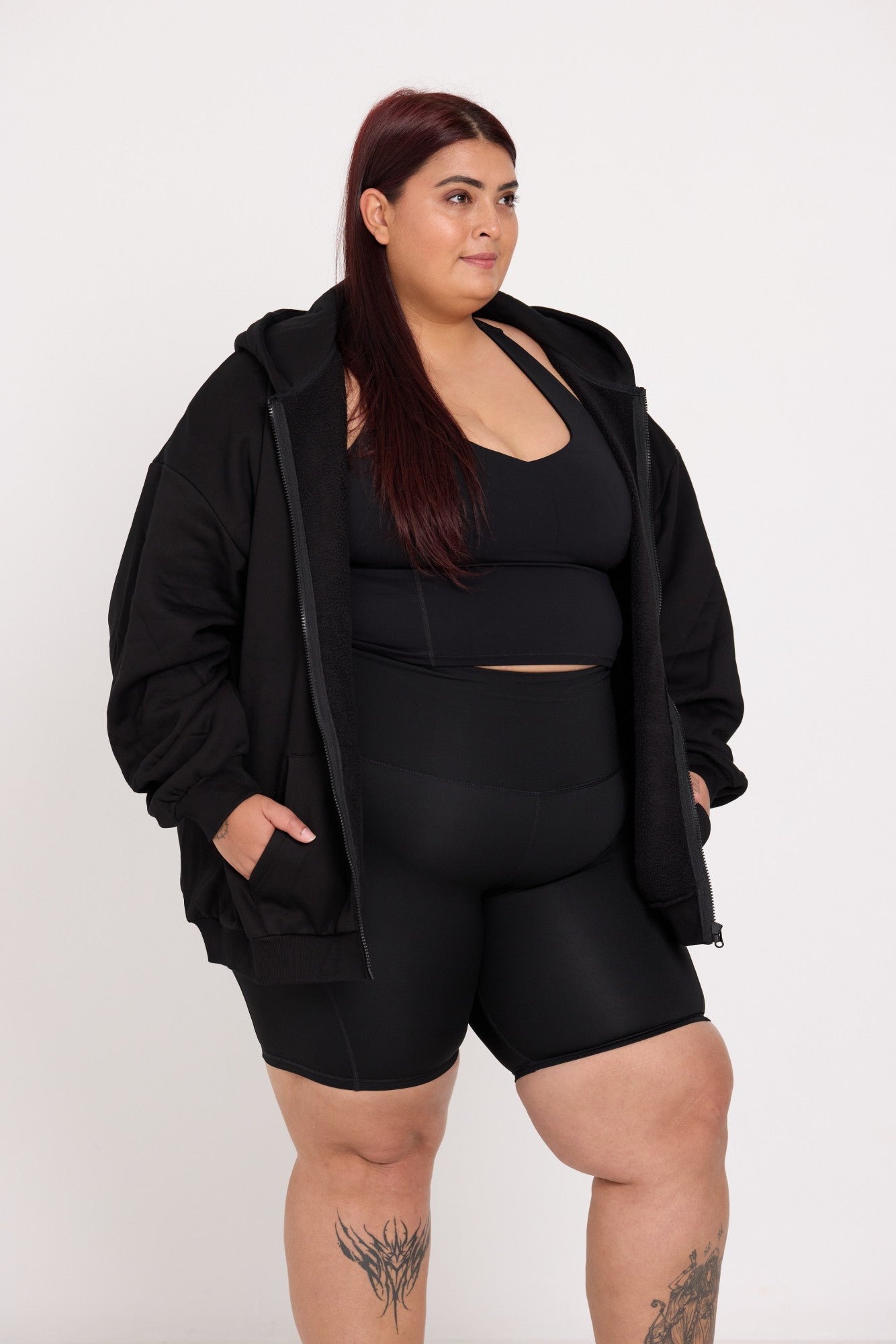 Oversized Full-Zip Hoodie - Black