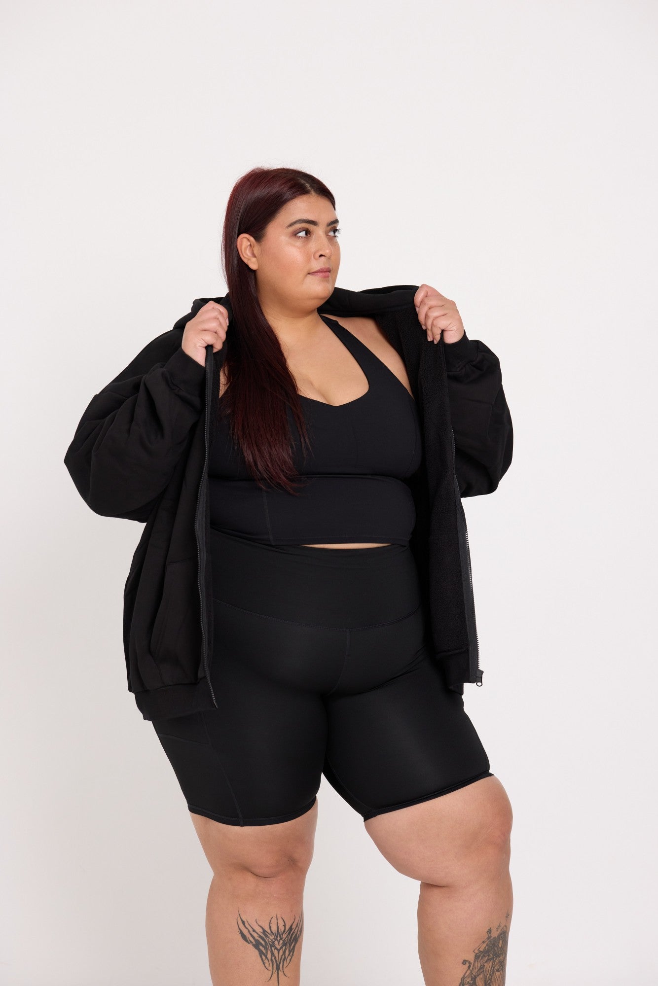 Oversized Full-Zip Hoodie - Black