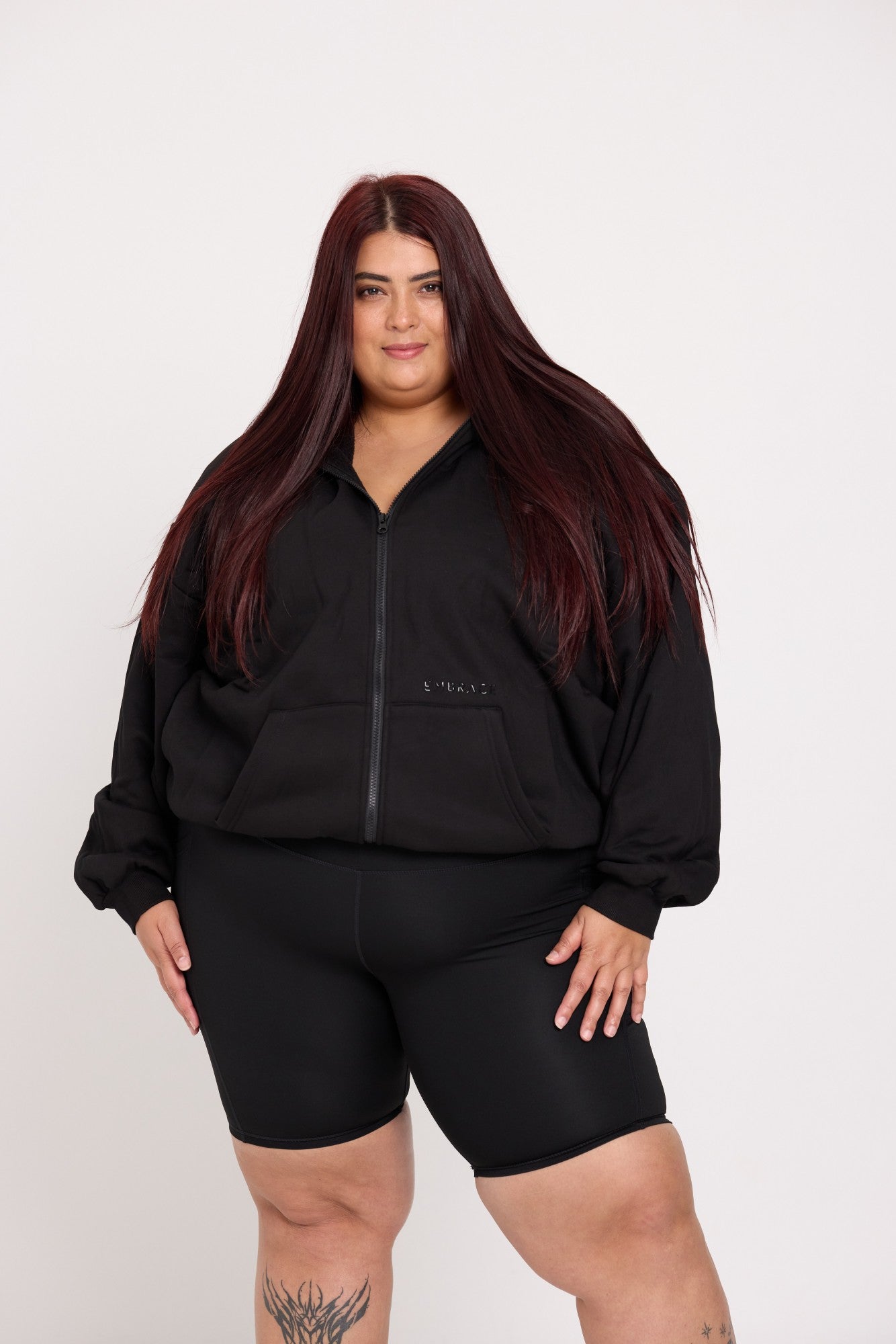 Oversized Full-Zip Hoodie - Black