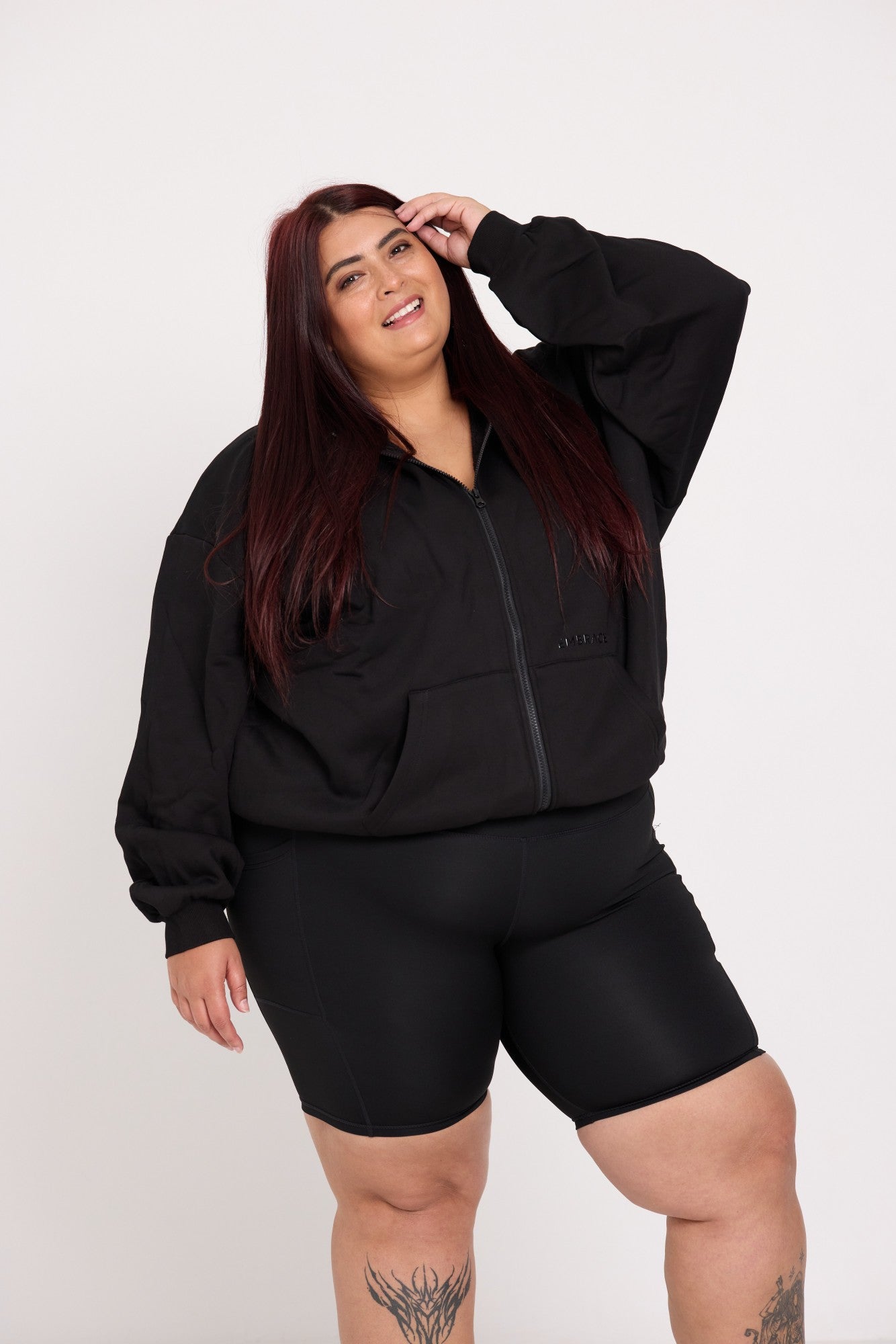 Oversized Full-Zip Hoodie - Black