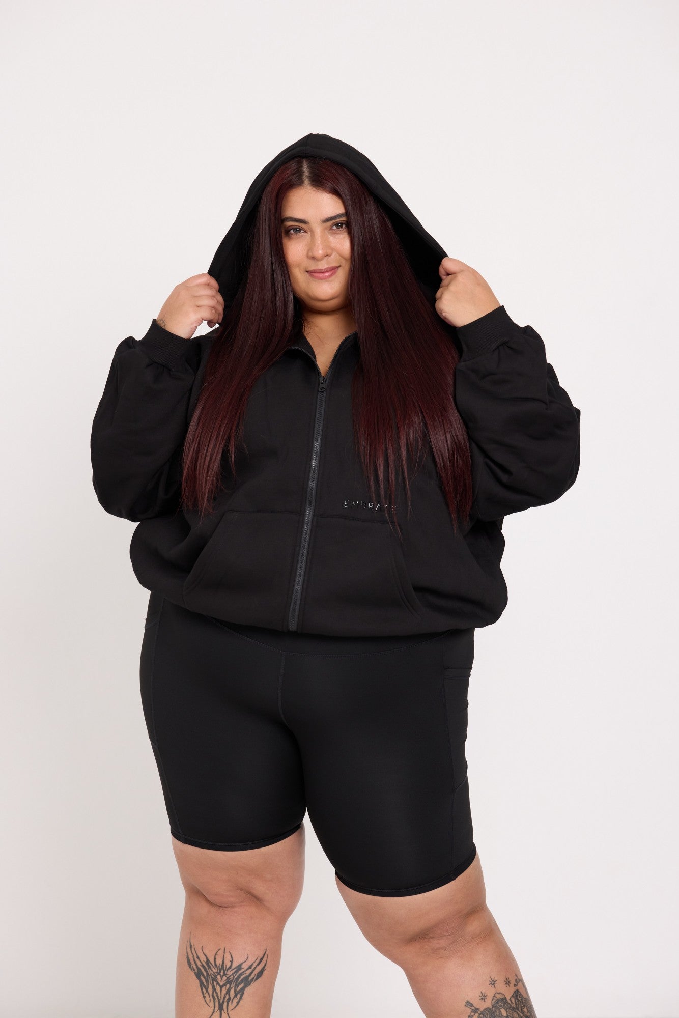 Oversized Full-Zip Hoodie - Black