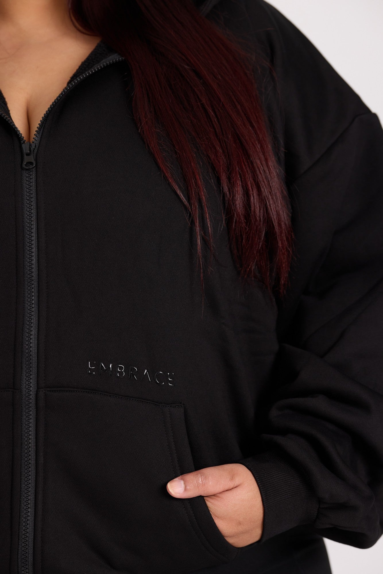 Oversized Full-Zip Hoodie - Black
