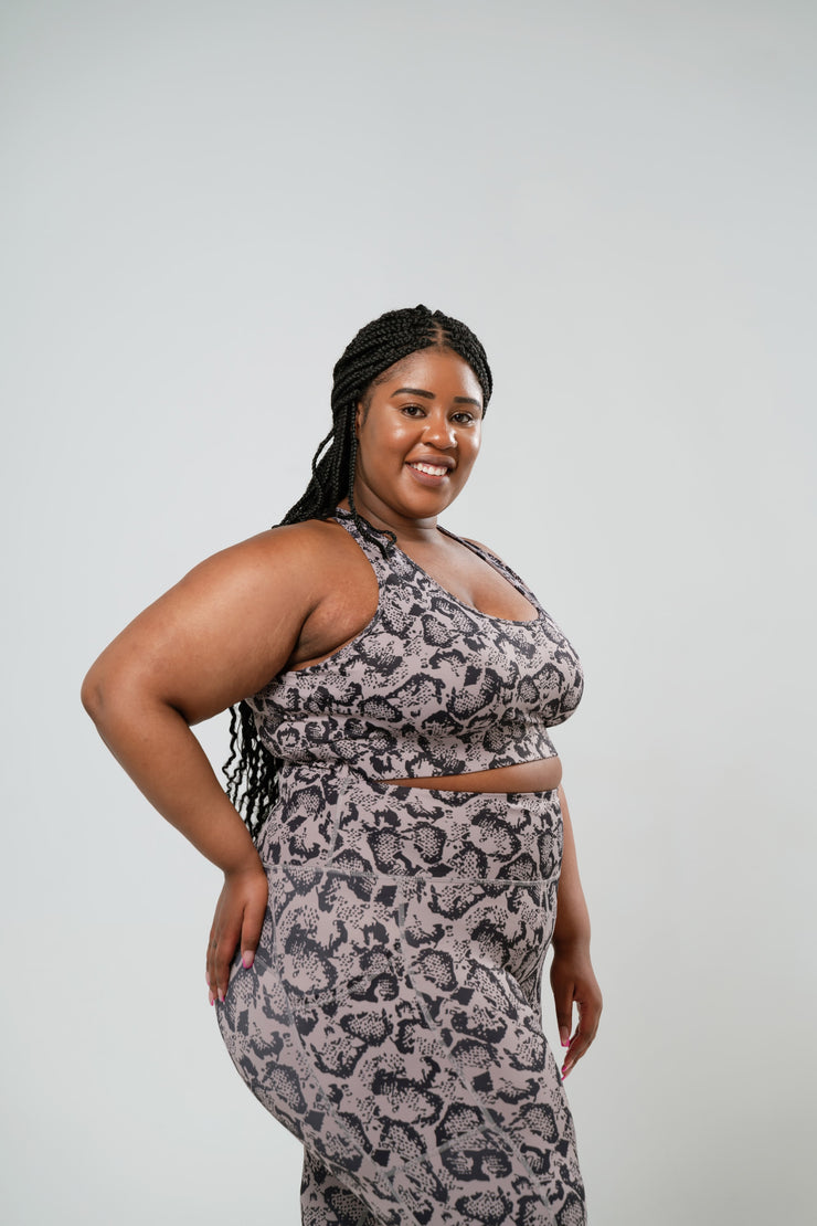 Snake Print Crop - Platinum Grey