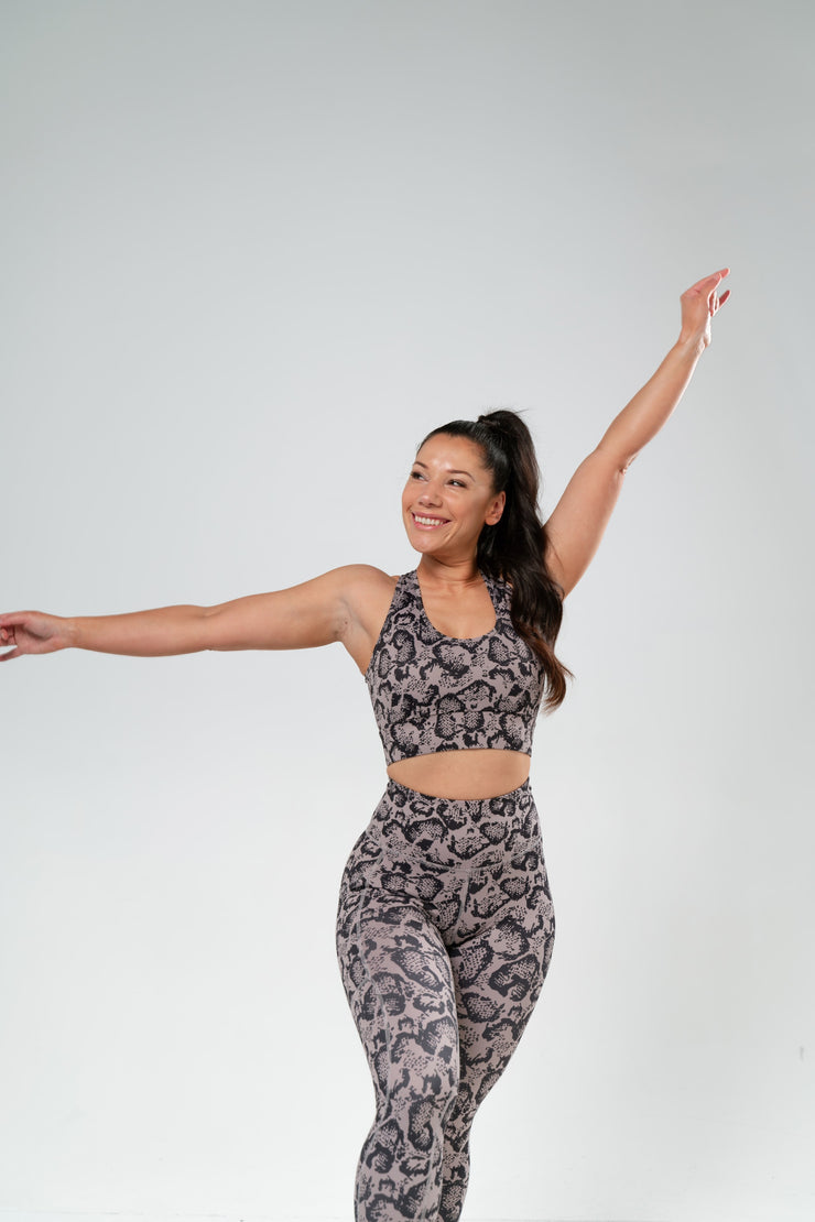 Snake Print Crop - Platinum Grey